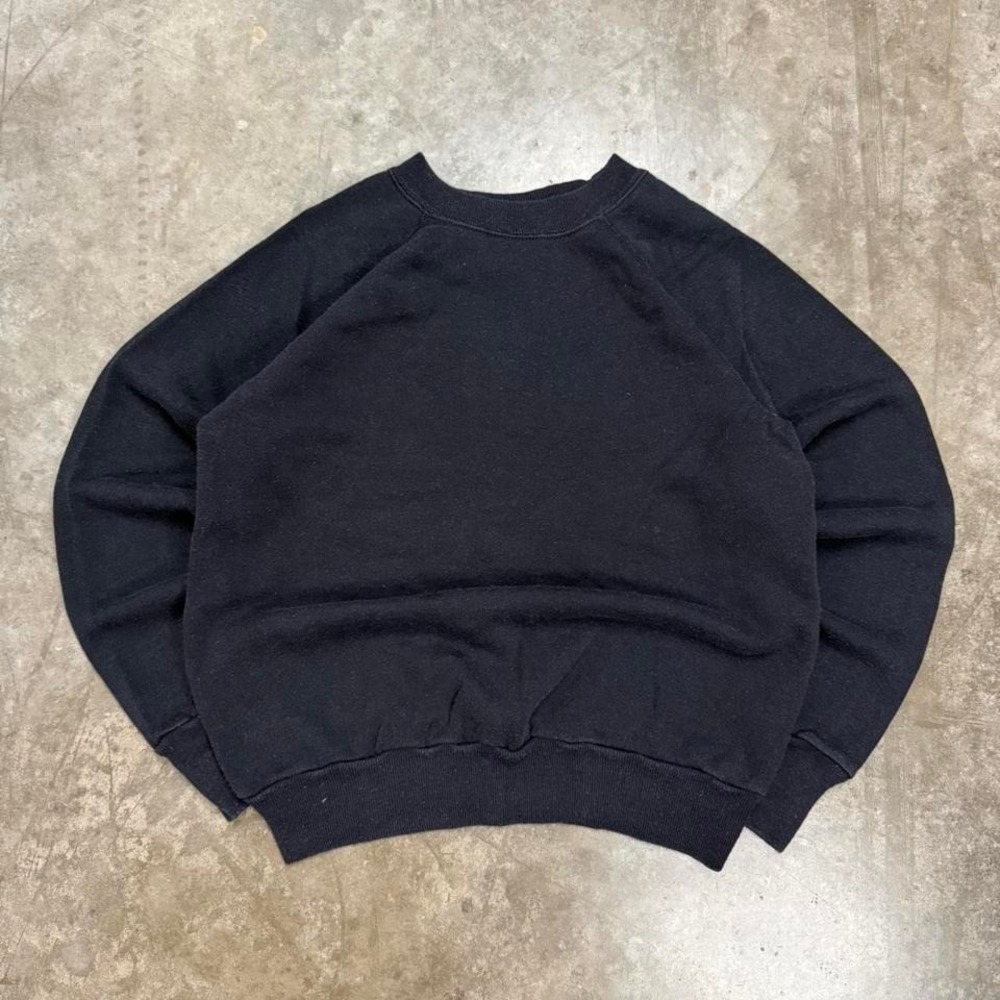 Vintage 80s Pannill by Hanes Black Raglan Blank Crewneck Sweatshirt Size M